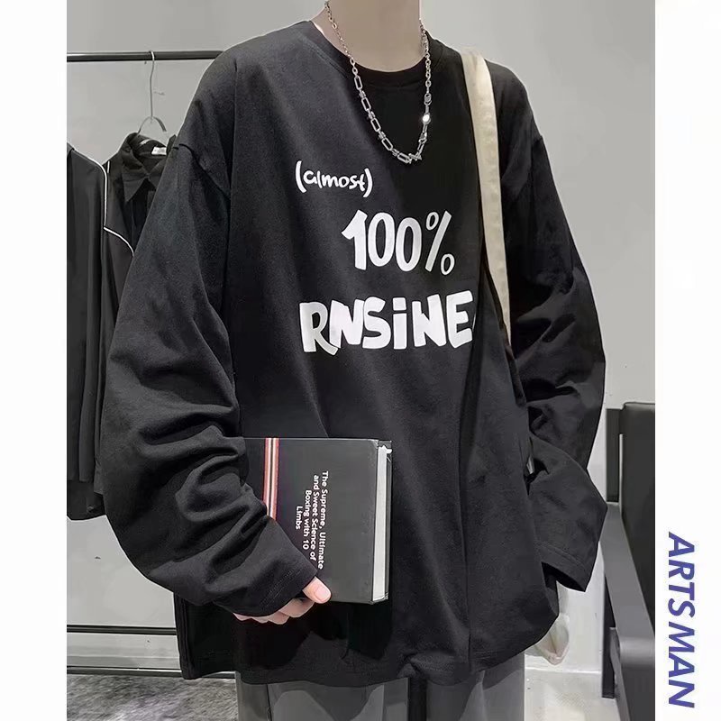 Áo thun cotton cho nam tay dài unisex dáng rộng mềm mát oversize đến 100kg