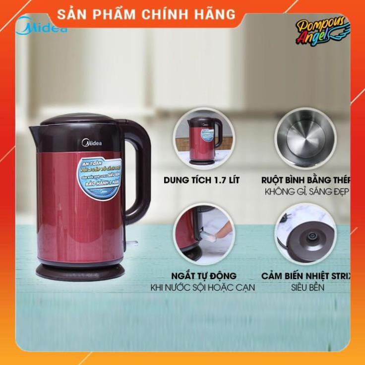 [Mã ELMSBC giảm 8% đơn 300k] [FreeShip] Bình đun nước MIDEA MK-317DR 1.7L Hàng chính hãng - Bảo hành 12 tháng