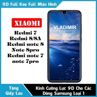 Kính cường lực xiaomi redmi 7 / redmi 8 8a / redmi note 7 / redmi note 8 / redmi note 8 pro trong suốt không full