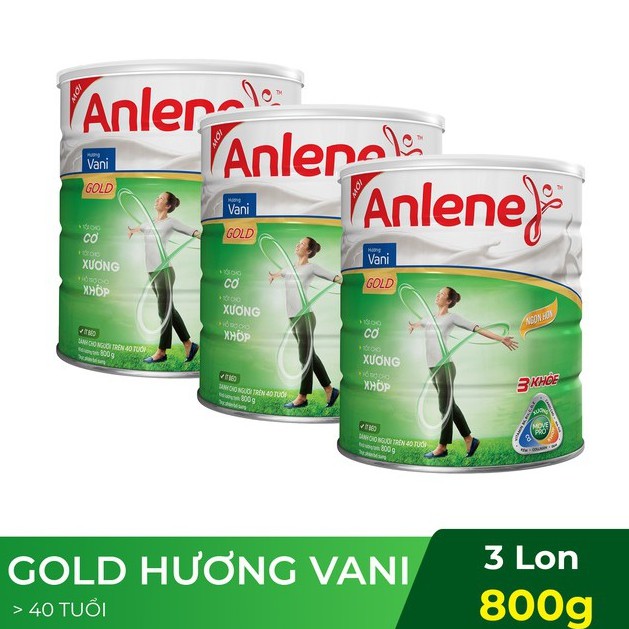 Combo 3 lon Sữa Bột Anlene Gold Movepro Hương Vanilla 800g