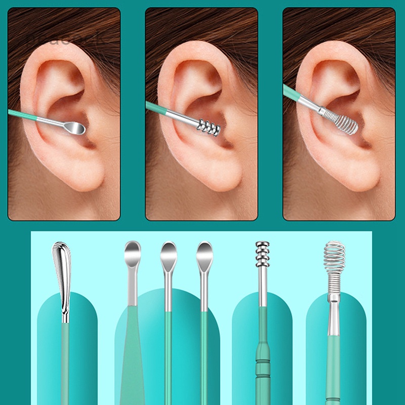 Set 6 Dụng Cụ Vệ Sinh Tai Hình Xoắn Ốc Kèm Hộp Đựng Ốp