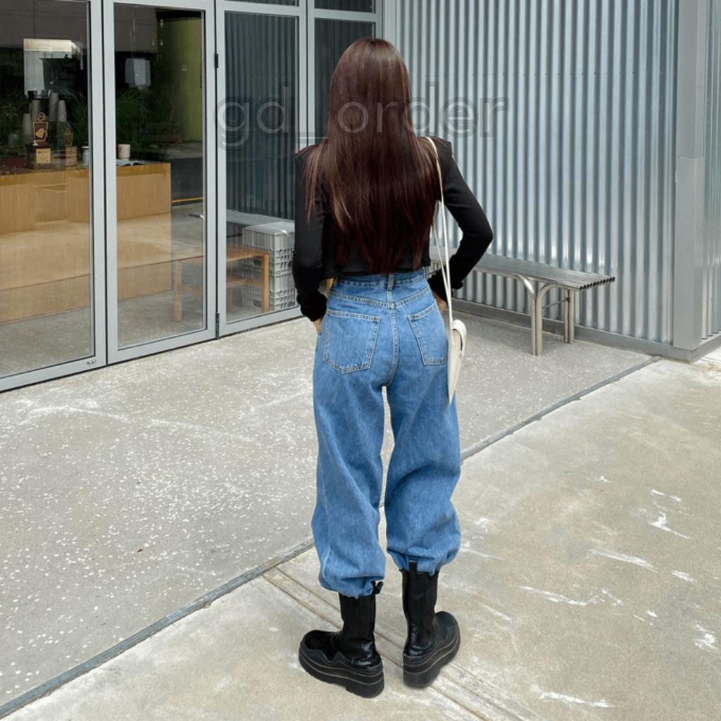 Q9|Quần jeans bò nữ ống rộng cạp cao khóa chéo hàn quốc basic dễ mặc đi học, đi chơi gd_order