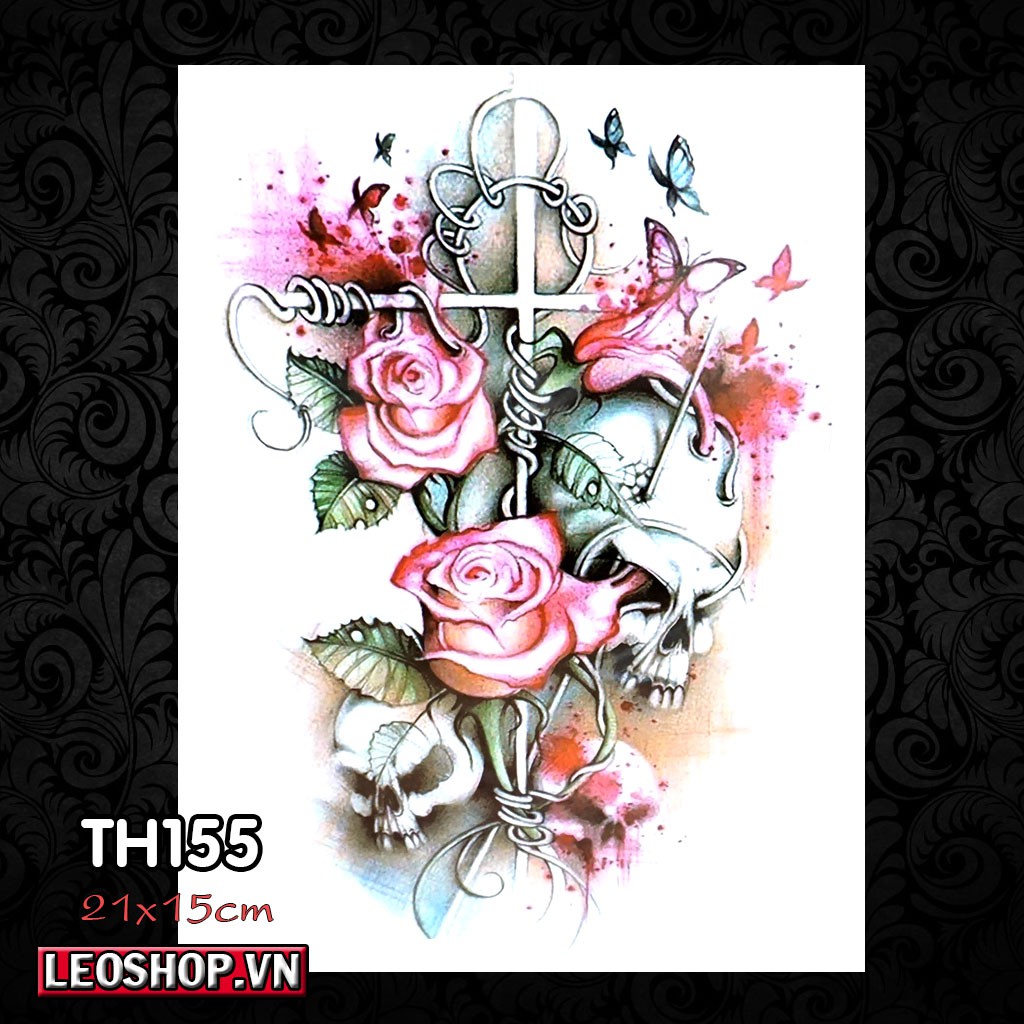 Hình Xăm Dán Đầu Lâu Các Loại 3 (21x15cm)