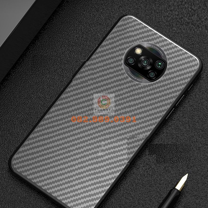 Miếng dán mặt lưng skin carbon Xiaomi Poco X3 NFC / Poco X3 Pro