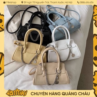 Túi xách nữ đeo chéo - túi xách tay dây da PU phối dây xích
