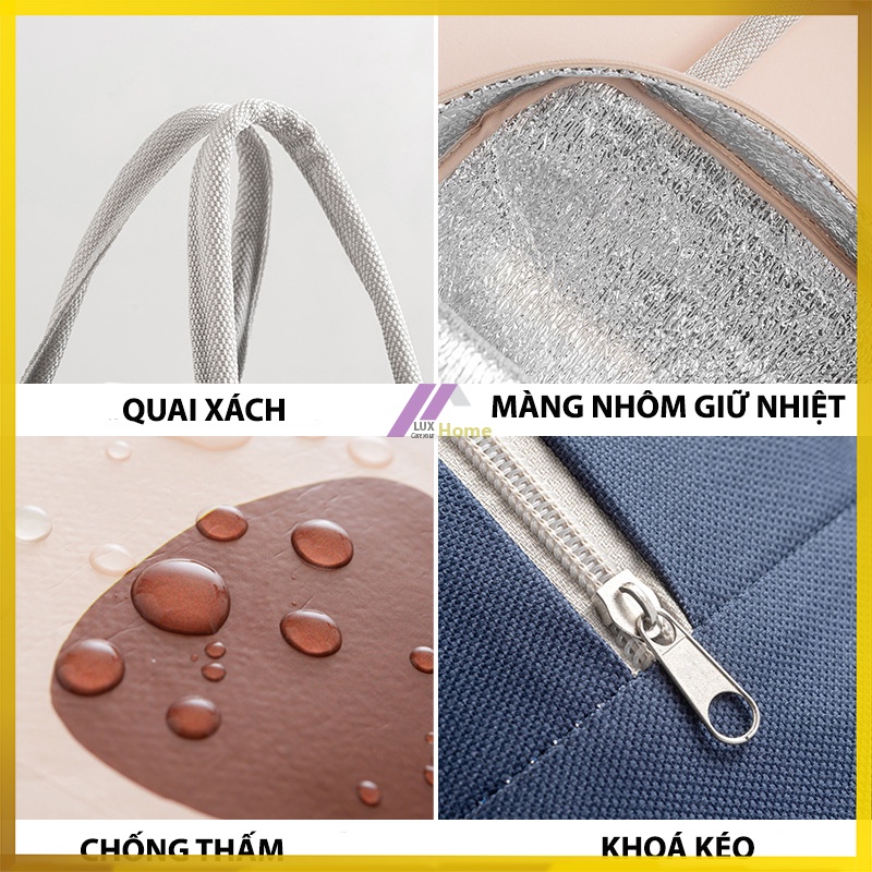 Túi đựng hộp cơm giữ nhiệt, chống thấm nước dễ thương Luxhome