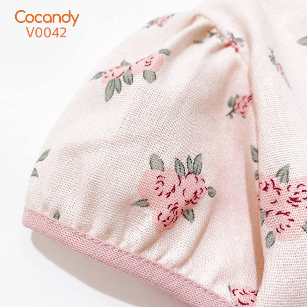 Váy cho bé -Váy HOA HỒNG phối line Hồng  + turban cho bé của COCANDY mã V0042