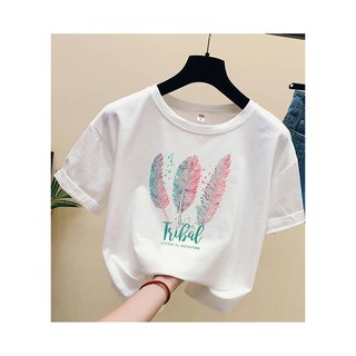 Áo Thun Nữ Cổ Tròn 💙FREESHIP💙 Áo phông nữ thun cotton, mịn, mát, sành điệu in hình lông vũ Mã: S92