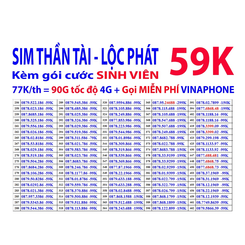 Sim Itelecom mạng sim 4G Vinaphone gói 3GB/ngày (90GB/tháng)