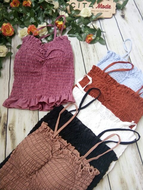 Áo hai dây bánh bèo có sẵn mút ngực nhiều màu HÌNH THẬT - AD129 | BigBuy360 - bigbuy360.vn