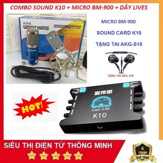 Sound Card XOX K10 Bản Nội Địa, Và Micro Thu Âm Live Stream Bm 900 Giá Rẻ Bảo Hành 6 Tháng - Tặng Tai Nghe
