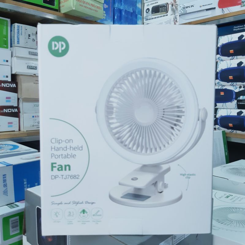Quạt Sạc Kẹp Có Đèn LED DP-7682