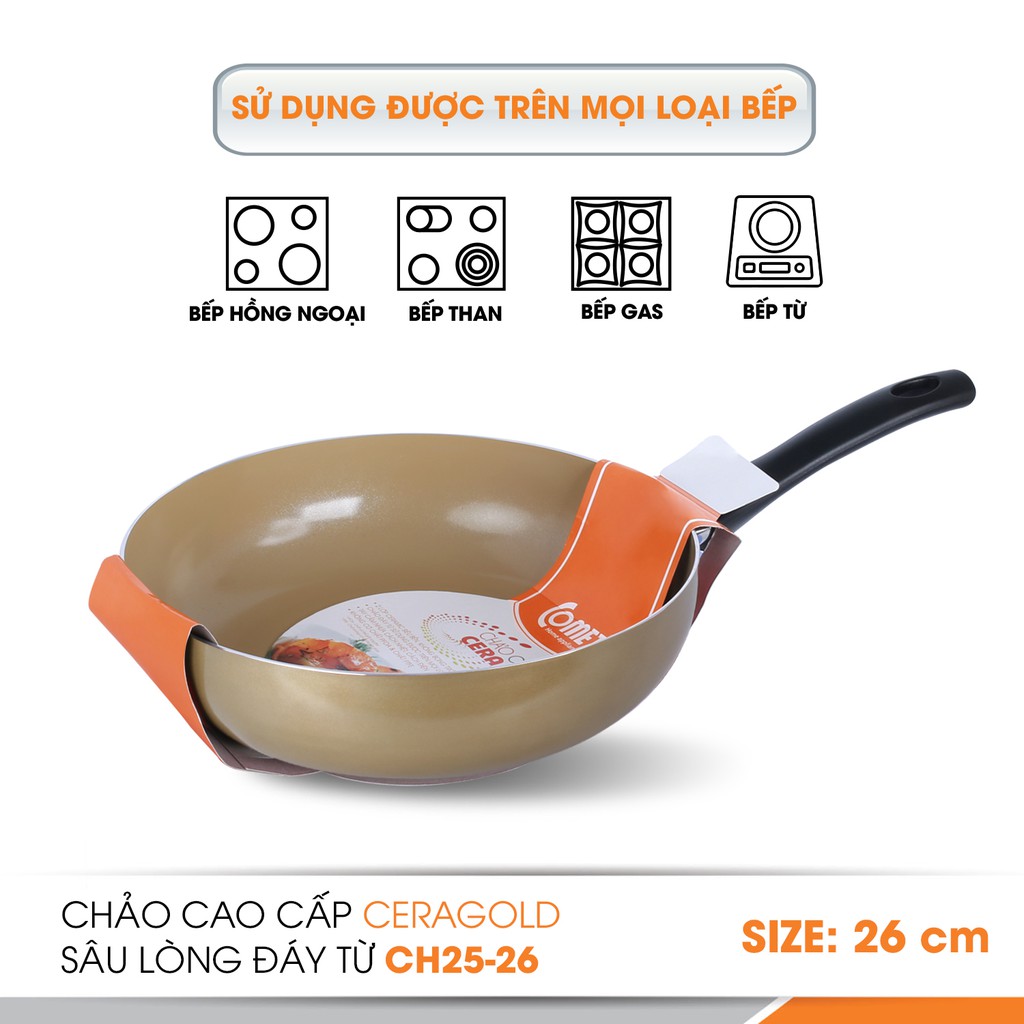 Chảo chống dính cao cấp lòng sâu đáy từ Comet CH25-26 ( hoả tốc TPHCM )