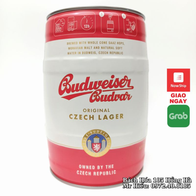 Bia bom Budweiser Budvar Tiệp 5 lít