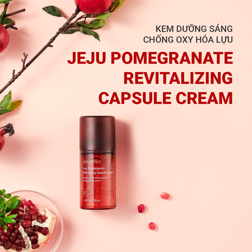 [Mã FMCGMALL -8% đơn 250K] Kem dưỡng chống oxy hóa lựu innisfree Jeju Pomegranate Revitalizing Capsule Cream 50ml