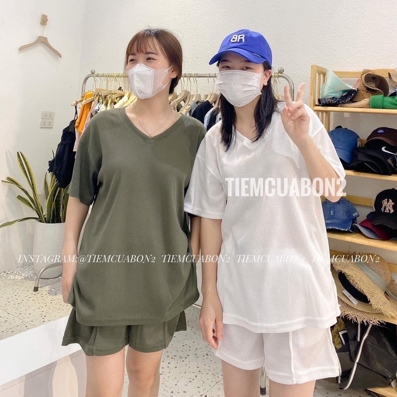 [Hàng sẵn] SET THỂ THAO GỒM ÁO CỘC TAY VÀ QUẦN SOOC CHẤT TỔ ONG ĐẸP