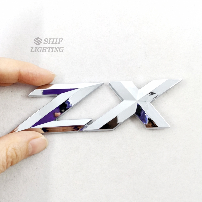 1 x ABS Chrome ZX Letter Logo Motor Motorbike Emblem Badge Sticker Decal Replacement NINJA Kawasaki