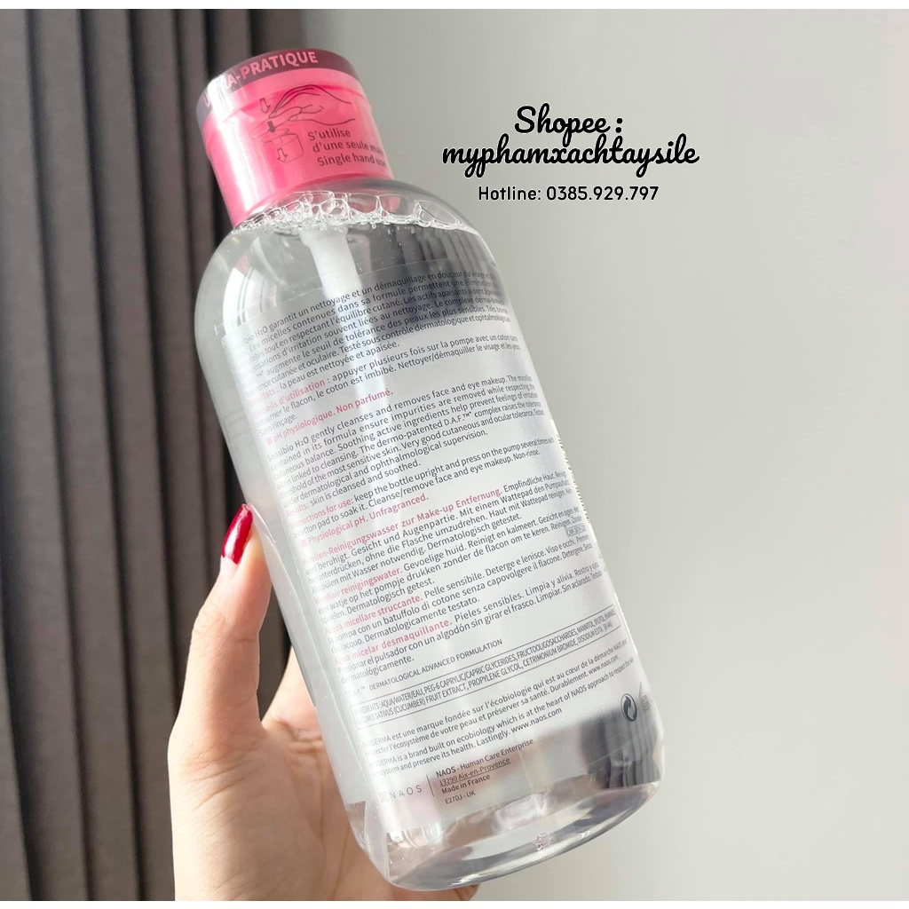 NẮP NHẤN 850ML - Nước Tẩy Trang Bioderma NẮP NHÚN Pháp