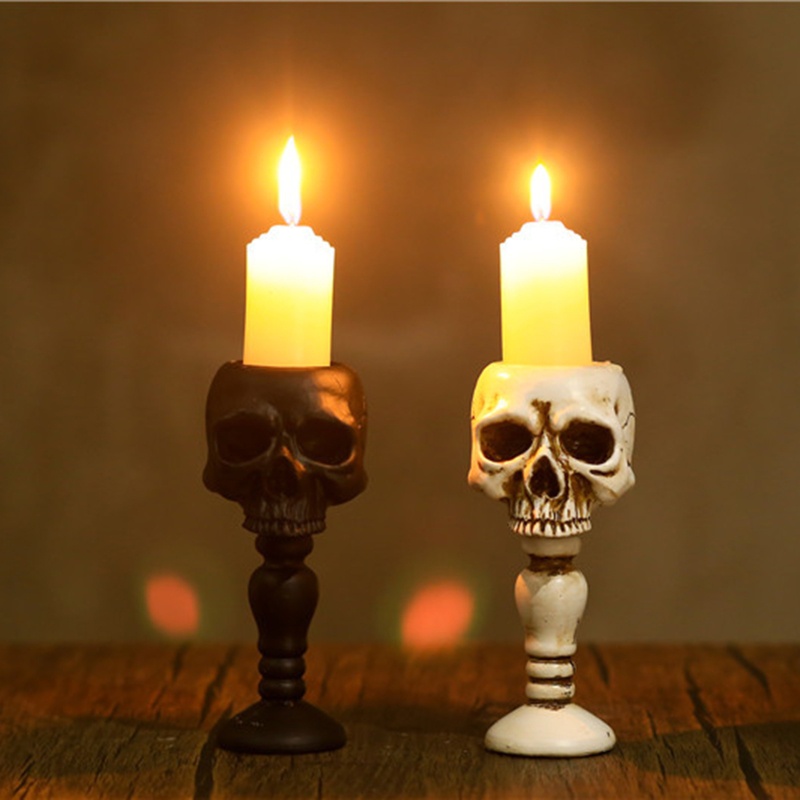 Giá Đỡ Nến Hình Đầu Lâu Bằng Nhựa Resin Phong Cách Cổ Điển Trang Trí Halloween / Giáng Sinh / Quán Bar