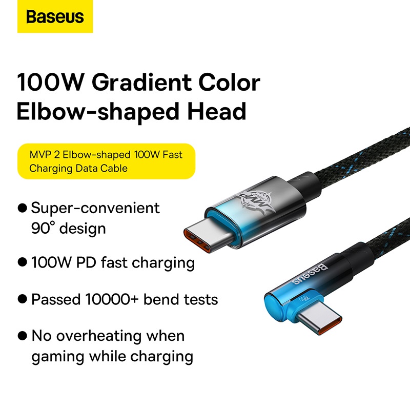 Cáp Sạc Nhanh Baseus USB Type C 100W PD 90 Độ C Sang QC4.0 5A Cho Samsung S20 Macbook