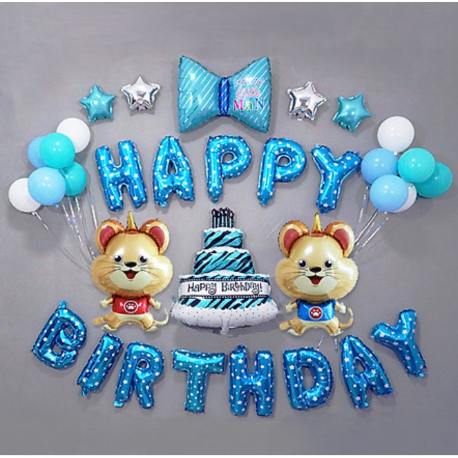 SET BONG BÓNG SINH NHẬT THÔI NÔI BÉ CHUỘT/ HEO BONG BÓNG SINH NHẬT HAPPY BIRTHDAY