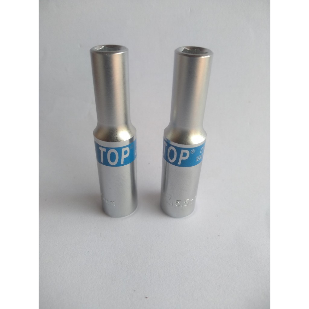 Đầu khẩu 5.5mm đầu tuýp 5.5mm lục giác 1/4 thân dài 50mm chính hãng TOP