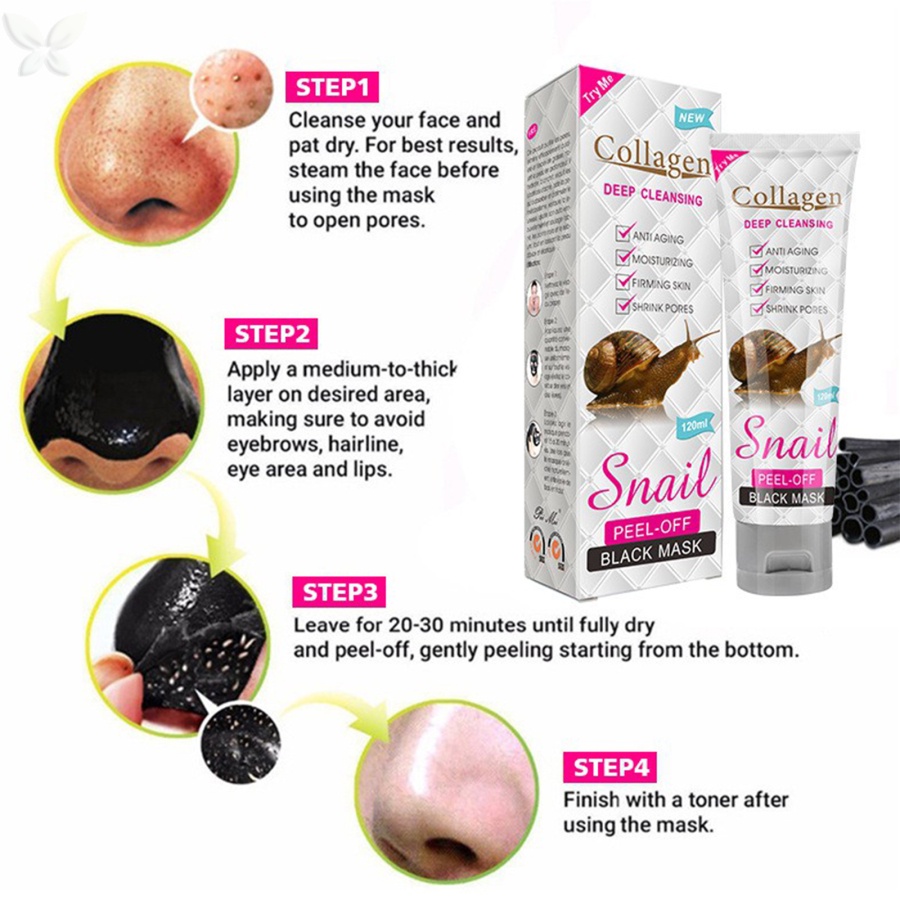 Mặt Nạ collagen Ốc Sên Lột Mụn Đầu Đen Làm Sạch Sâu Dưỡng Ẩm Làm Trắng Da Kiềm Dầu 120ml