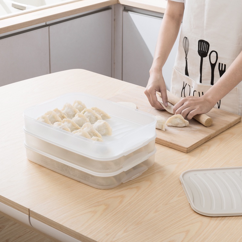 Hộp đựng sủi cảo 3 tầng hộp bánh bao trong nhà bếp Hộp có kèm nắp đậy để Hộp có thể xếp chồng lên nhau NaChuan