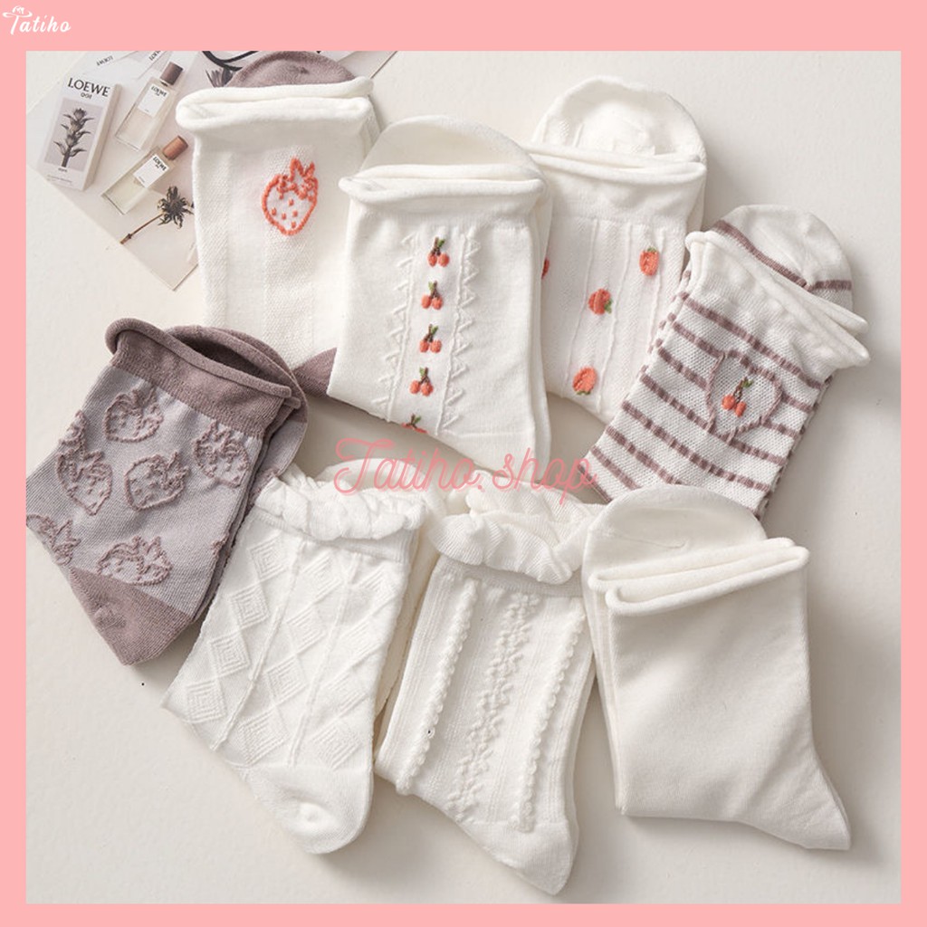 [Hàng Xịn, Giá Tốt] Vớ Nữ Cổ Cao Ren Dày Phong Cách Hàng Quốc Dễ Thương - Mã TV007