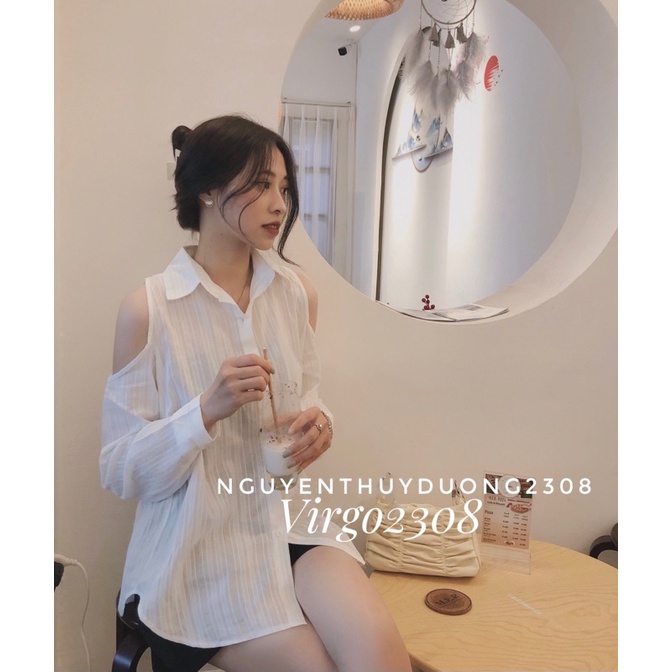 [Hàng Sẵn-Video]ÁO SƠMI ĐŨI CUT OUT-ÁO SƠMI HỞ VAI TRENDY | BigBuy360 - bigbuy360.vn