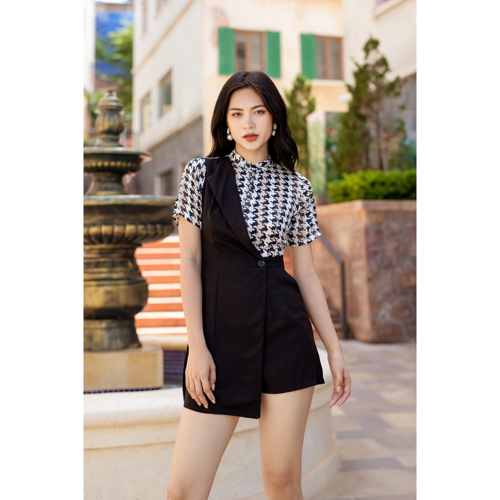 Jumpsuit ngắn thiết kế phối hoạ tiết SJ836 - Phong Cách SAIGON | BigBuy360 - bigbuy360.vn