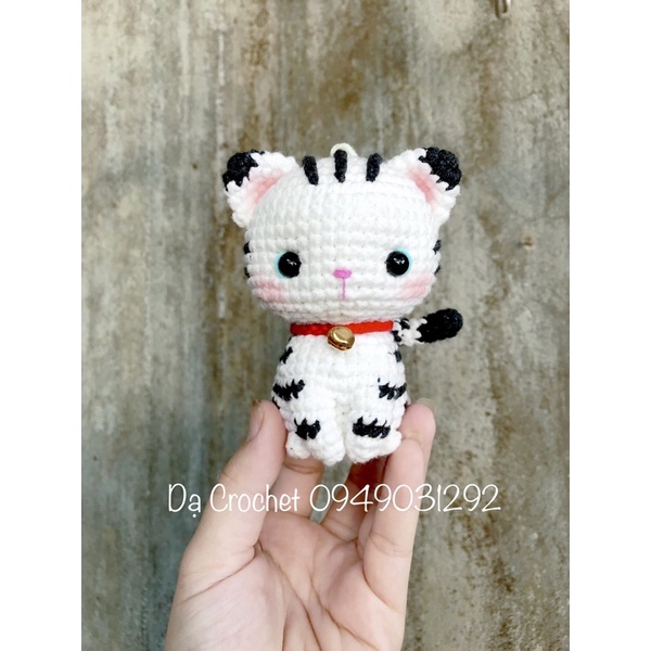 Móc Khoá Con Mèo Nhồi Bông Bằng Len - Thú Bông Len Handmade Đan Móc Thủ Công Bằng Tay