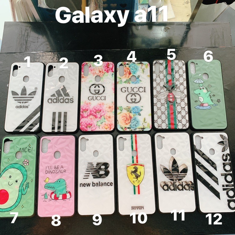 Ốp lưng Samsung a11 hình 3d vân kim cương, ốp dẻo trong, ốp giả da