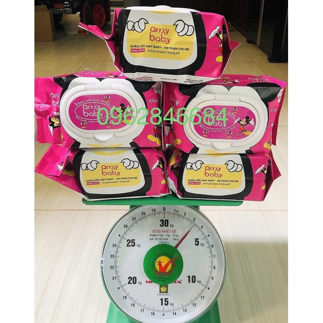 Thùng 24 bịch khăn ướt khổng lồ AmyBaby kháng khuẩn siêu tiết kiệm cho Mẹ và bé