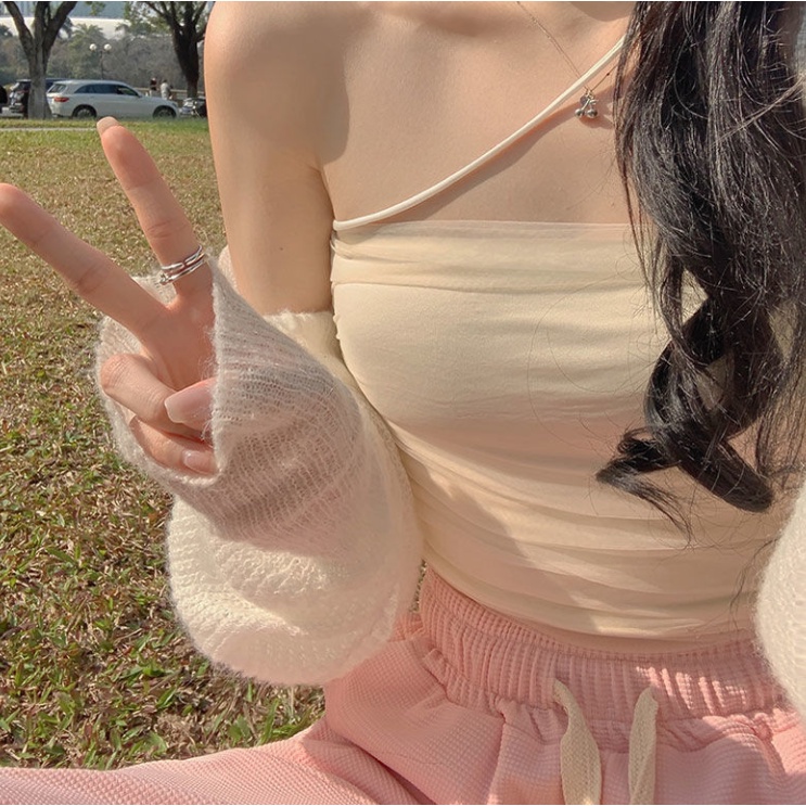 Áo Ống Bằng Lụa Lạnh Phối Lưới Thời Trang Quyến Rũ Cho Nữ