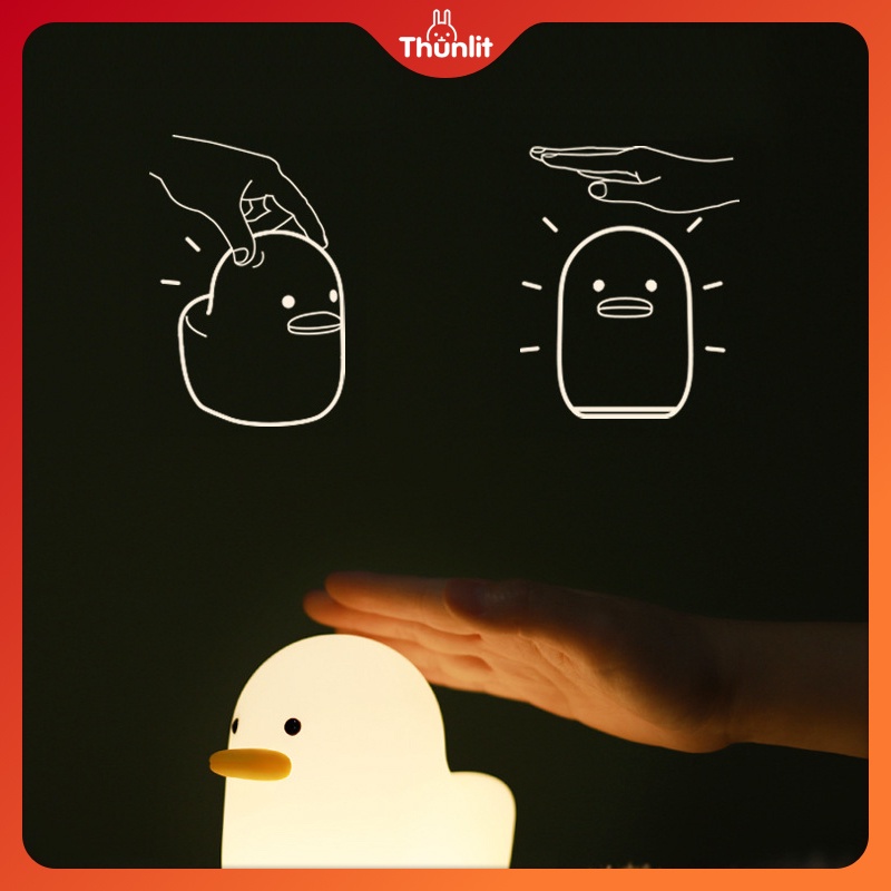 Đèn Ngủ Thunlit Hình Chú Vịt Đáng Yêu Sạc Usb 1200mah 2 Chế Độ Sáng Tiện Dụng
