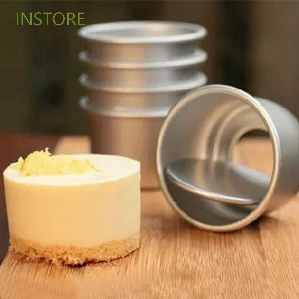 Bộ 3 khuôn tự làm bánh kem thiết kế nghệ thuật hình tròn bằng hợp kim nhôm chất lượng cao có đế tháo rời độc đáo