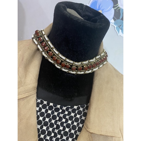 vòng cổ bảng to boho màu nâu