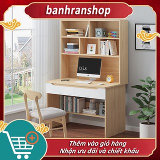 Bàn làm việc có giá sách gỗ nhiều tầng nhiều ngăn mặt bàn rộng dùng thoải mái FU209