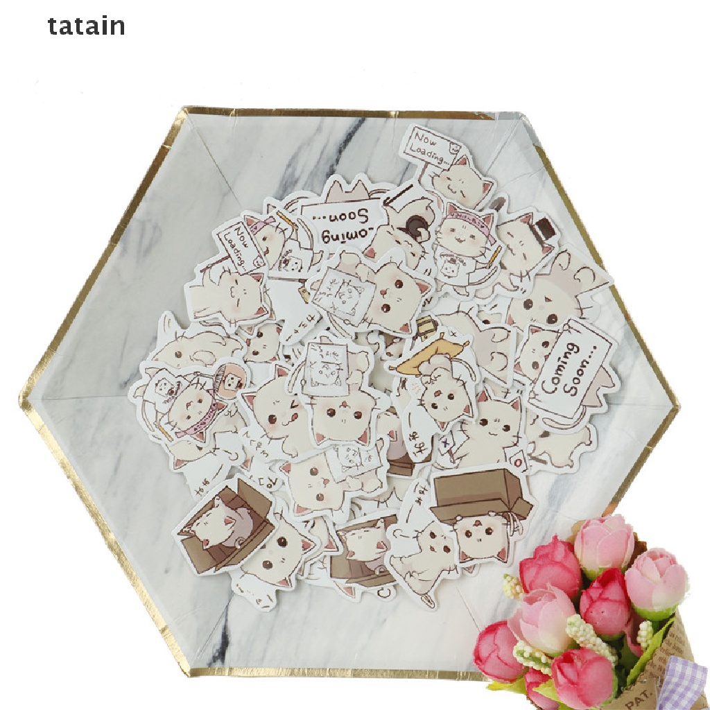 [TAT] 45pcs cat paper sticker DIY diary decor for album scrapbooking stationery CVX
