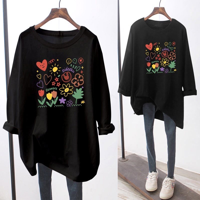 NRVP Áo Thun Nữ Dài Tay Cổ Tròn Thời Trang Hàn