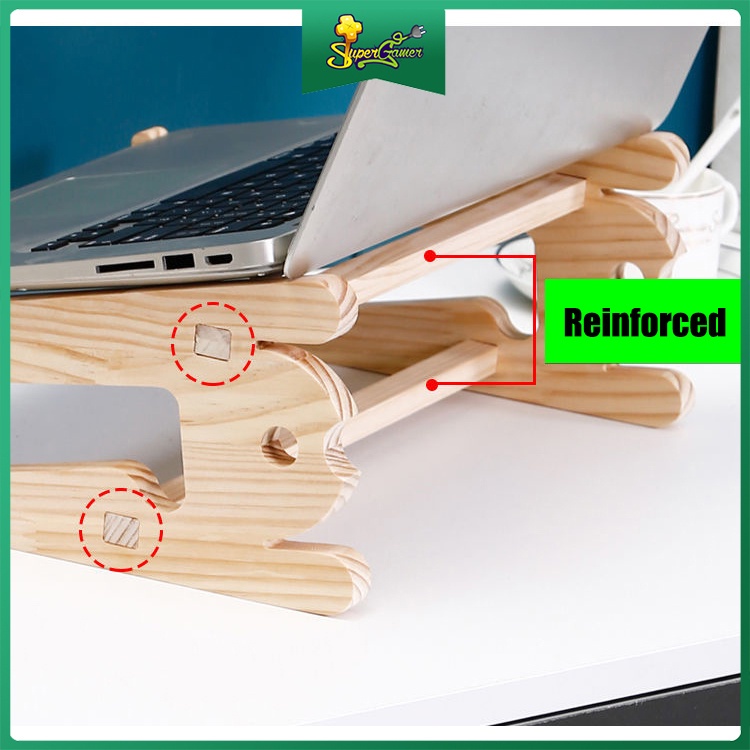 Giá đỡ máy tính xách tay bằng gỗ 2 trong 1 mẫu 2021 dành cho Notebook 10 - 17.6 inch