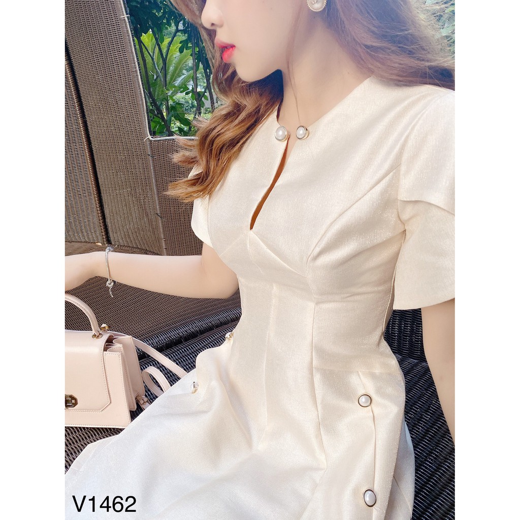 Váy tafta màu kem V1462 - Đẹp Shop DVC - Kèm ảnh thật trải sàn do shop tự chụp | BigBuy360 - bigbuy360.vn
