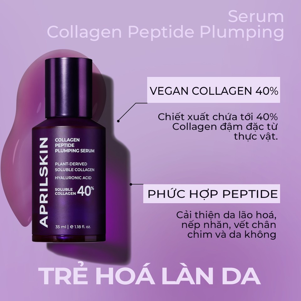 (Chai Full &amp; mẫu dùng thử ) Tinh Chất Dưỡng Sáng Da, Chống Lão Hóa AprilSkin Collagen Peptide Plumping Serum