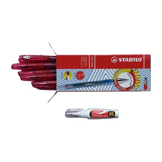Combo Bút Bi Stabilo Exam Grade 587NF (Bộ 10 Bút) + Bút xoá Correction Pen CPS88