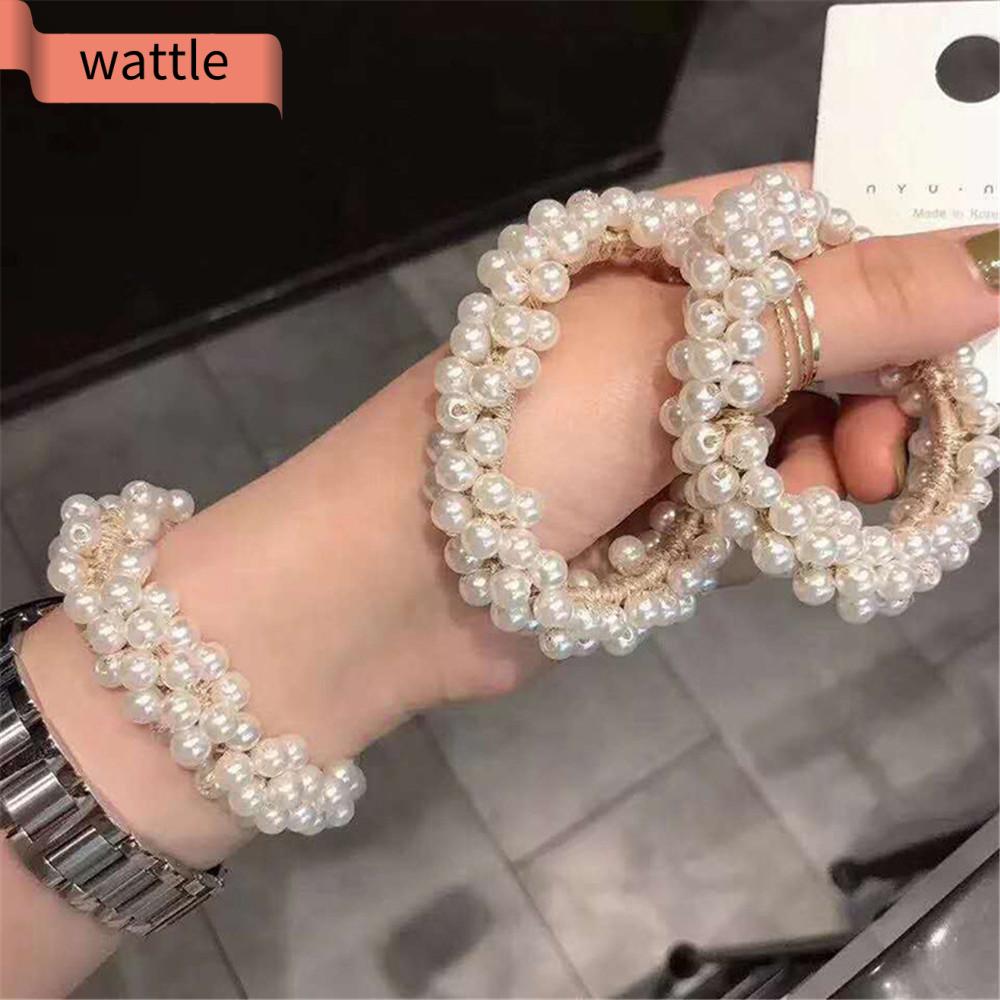 WATTLE Women Headwear Rubber Hair Band Pearl Headband Scrunchie Elastic Ornament Fashion Hair Rope/Multicolor