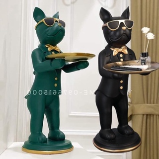 Kệ để đồ tượng chó Bull Dog bồi bàn, Decor trang trí phòng khách