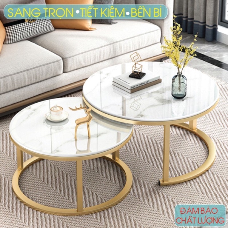 Bàn trà đôi mặt giả đá sang trọng, bền bỉ - bàn trà tròn thông minh sơn tĩnh diện tiện dụng