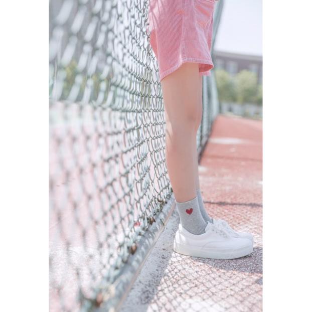 Tất Cao Cổ Tim Tất Tất Cotton Cổ Cao In Họa Tiết Tim Phong Cách Nhật Hàn Phong cách Ulzzang