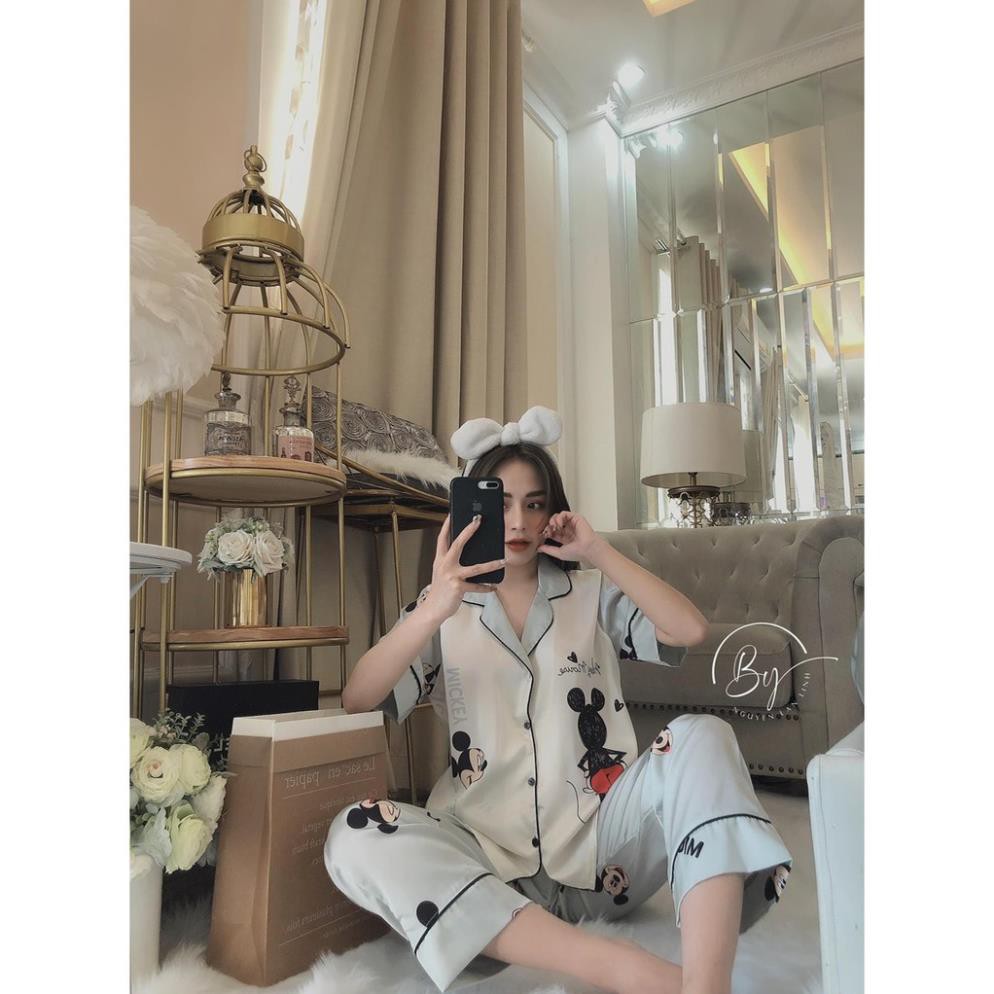 Pijama Lụa SATIN, LATIN nhà SAM chuột mickey siêu xinh, kute pho mai que Form dưới 60 kí  ཾ